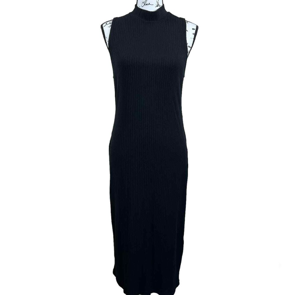 Forever 21+ black sleeveless turtleneck ribbed dress size 1X goth academia